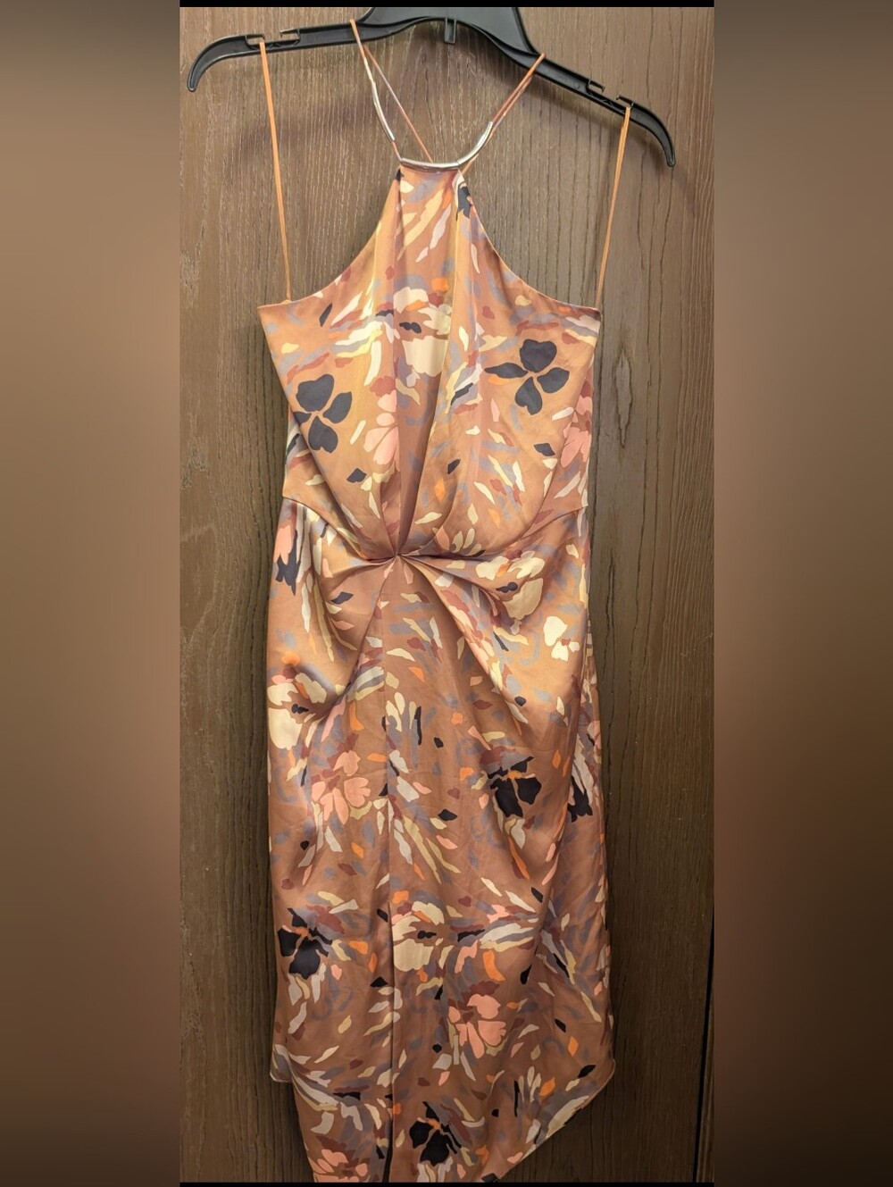 Reiss Italian Fabric Short Sz-4 Brown Floral Sleeveless Dress